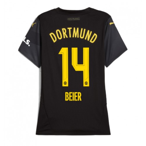 Fotballdrakt Dame Borussia Dortmund Maximilian Beier #14 Bortedrakt 2024-25 Kortermet